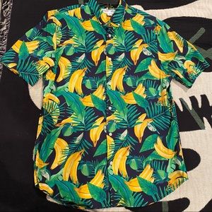 Banana and Lime Tropical Button up Shirt